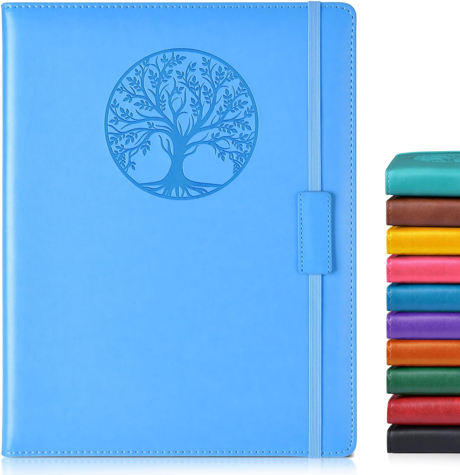 Lined Journal Notebook for Women Men,256 Pages A4 Large Hardcover Leather Journals for Writing,Travel,Business,Work,School,College Ruled Notebooks for Note Taking,Diary Notepad 8.6"×11"(Light blue) Unknown Binding