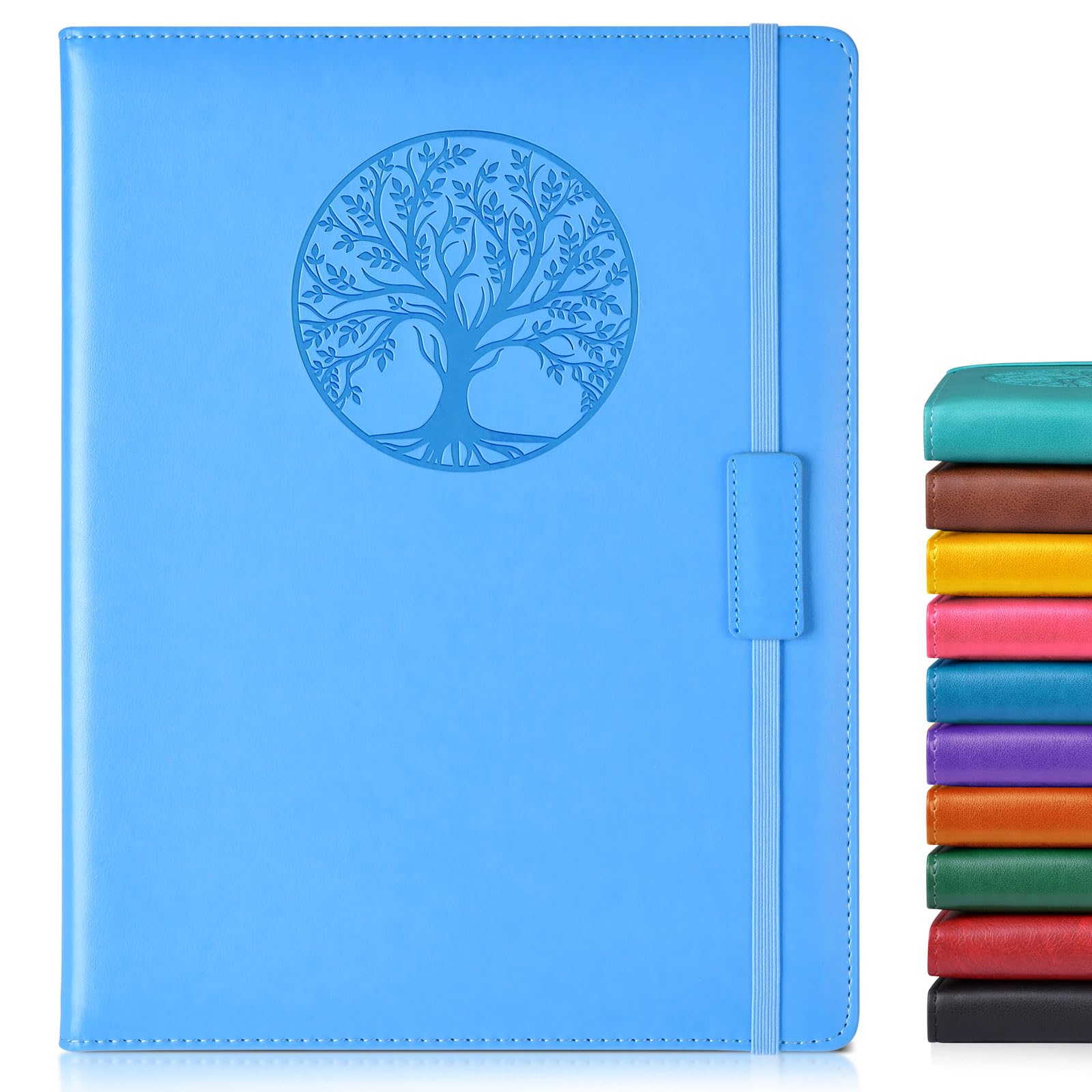 Lined Journal Notebook for Women Men,256 Pages A4 Large Hardcover Leather Journals for Writing,Travel,Business,Work,School,College Ruled Notebooks for Note Taking,Diary Notepad 8.6"×11"(Light blue)