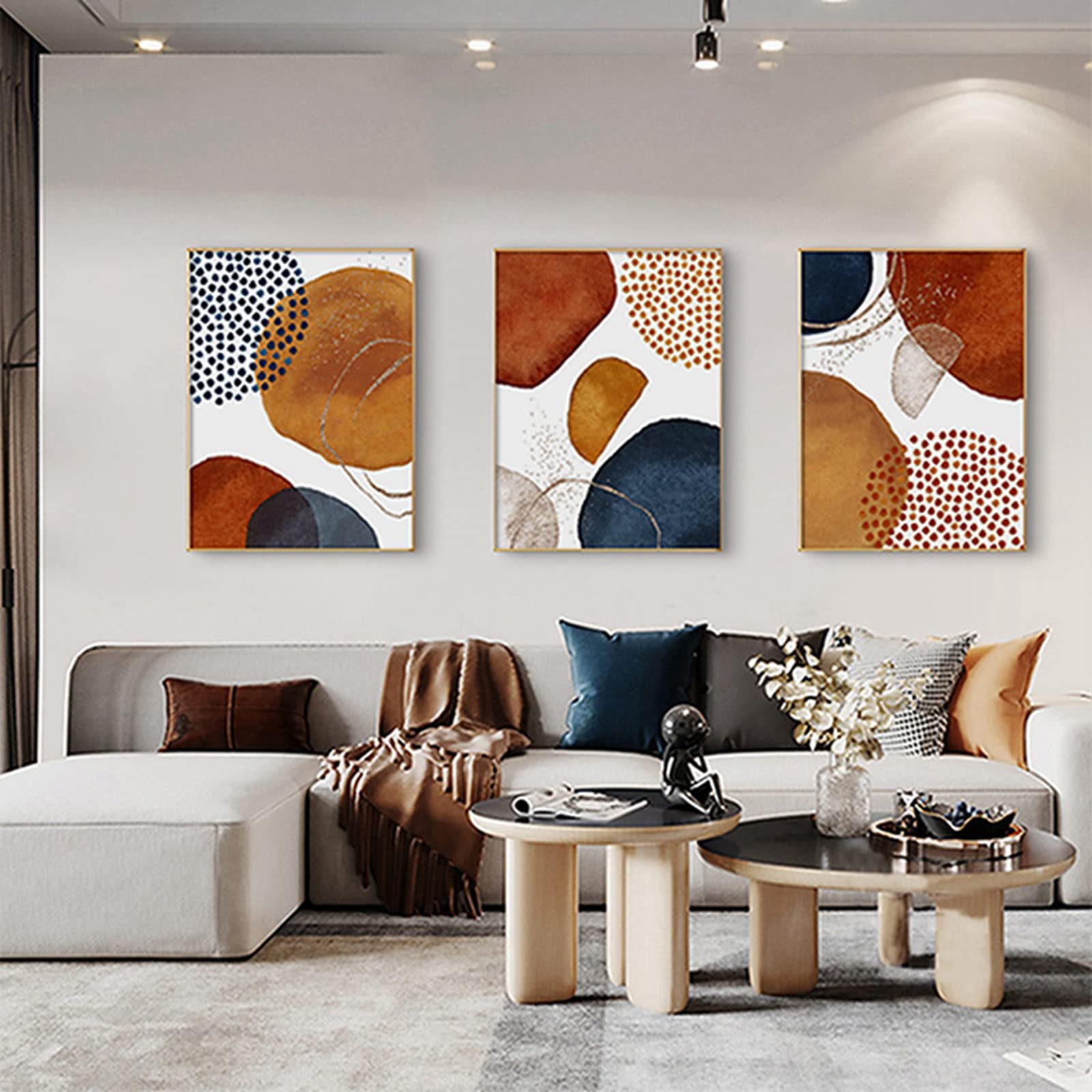 HEHGVCF WTD - Set di 3 poster da parete, motivo geometria astratta in marmo, senza cornice, decorazione per la casa, colore: grigio, oro, blu, rosa, 60 x 90 cm