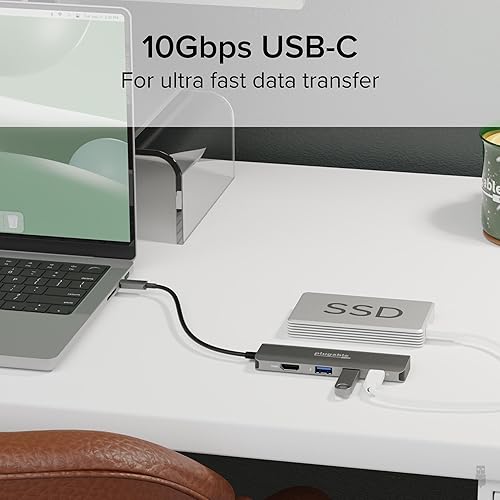 Miniatura 6 de Plugable Adaptador multipuerto USB C, 4 en 1, carga de paso de 100 W, USB C a HDMI 4K 60Hz, Hub de puerto múltiple USB para Windows, Mac, iPad Pro,