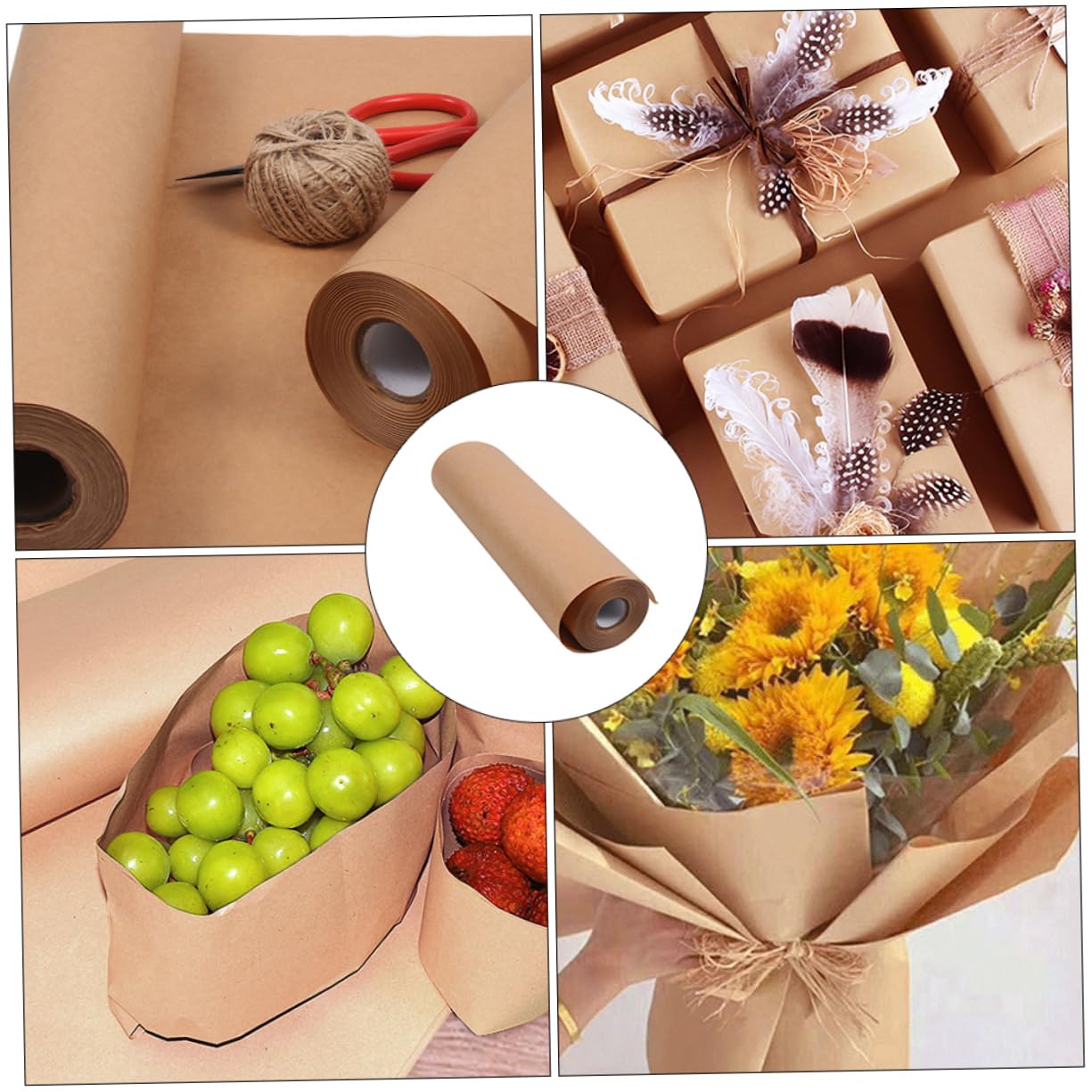 Rouleau de Papier Kraft Marron 45cm X 30m, Emballage Présent | 1 Rouleau, Usage Bouquet et Emballage, Papier Kraft Décoratif pour Colis et Présents