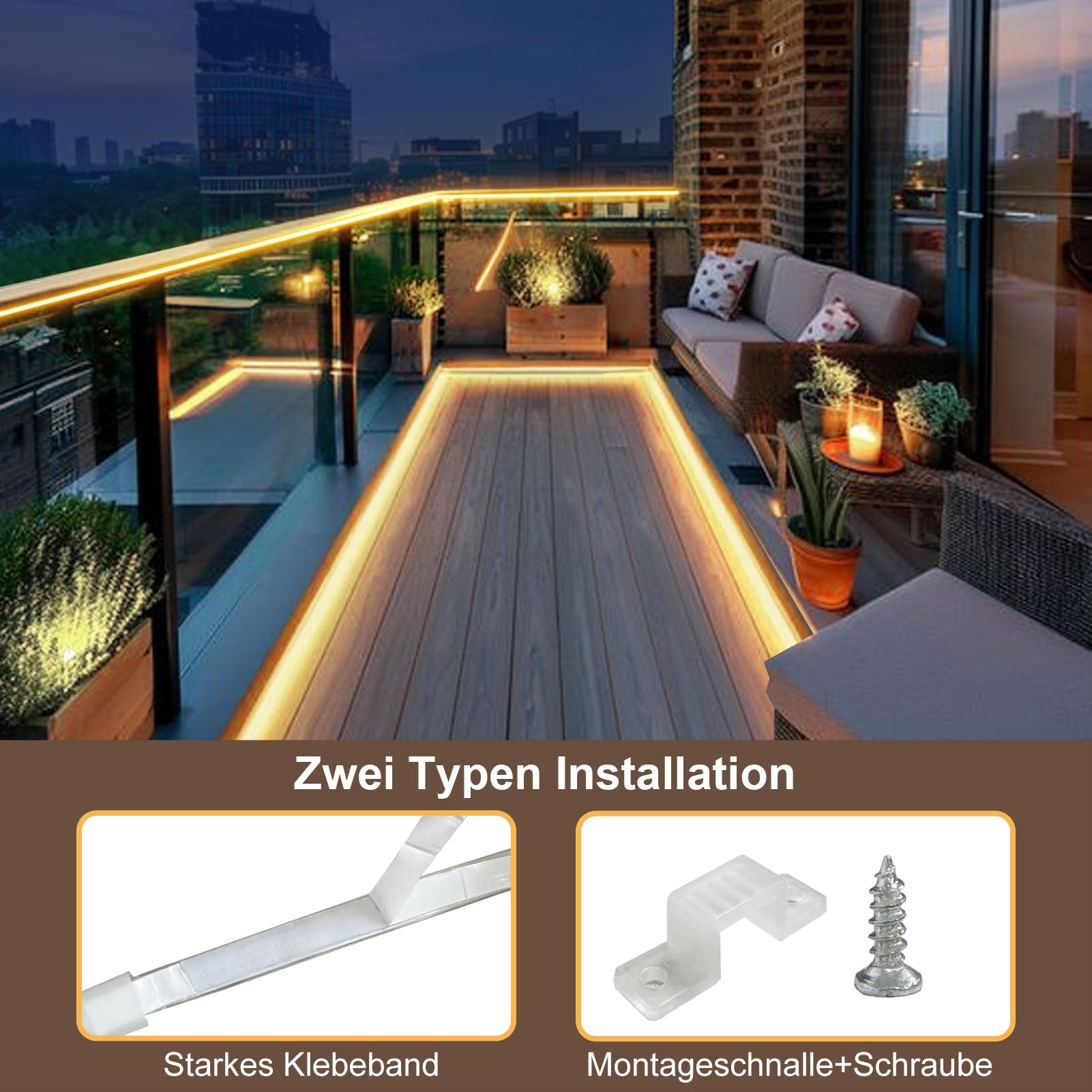 ZAIYW Zewnętrzna taśma solarna 10 m, wodoodporna IP68, 200 diod LED z pilotem zdalnego sterowania włączanie/wyłączanie, podwórko, dekoracja ogrodowa (ciepła biel)
