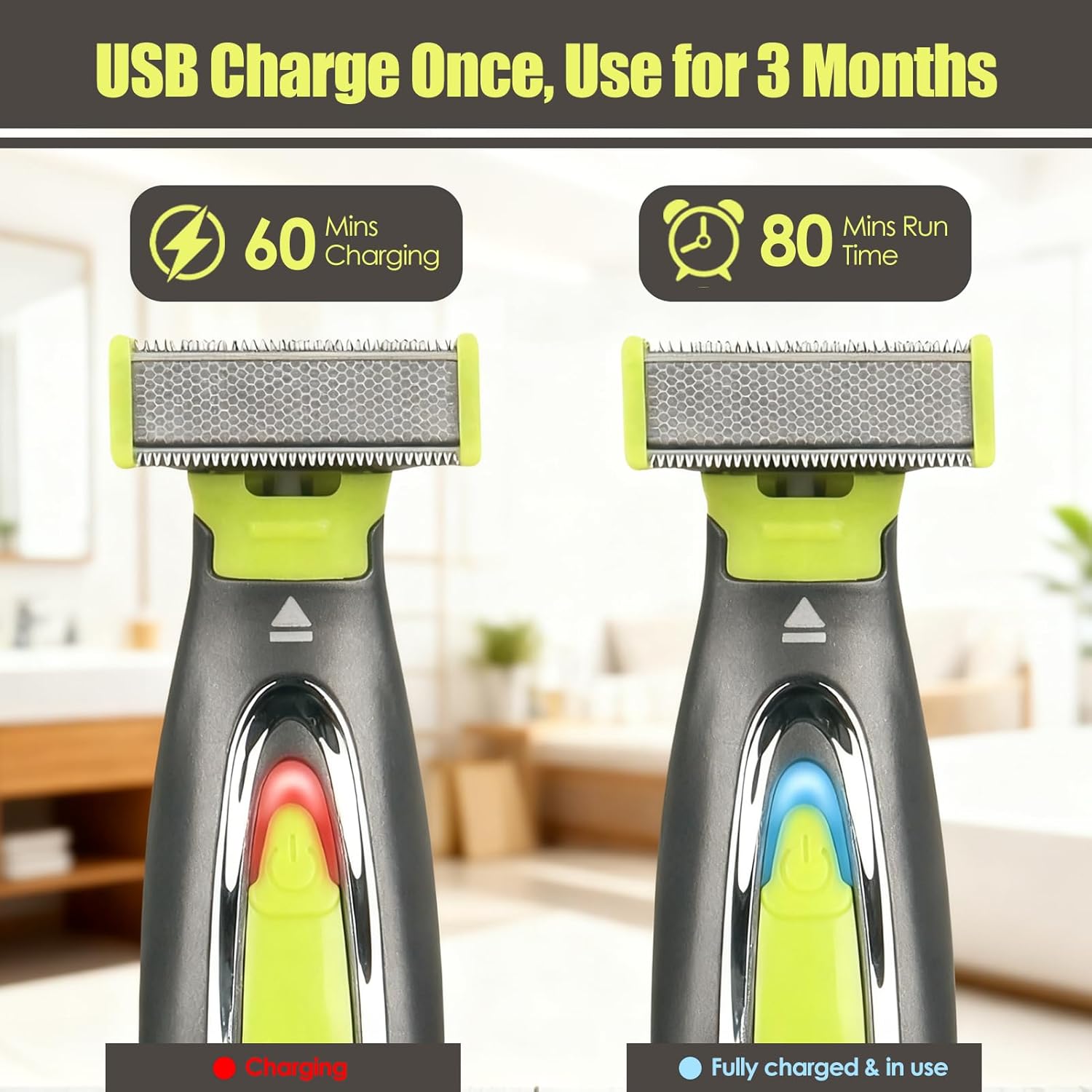 Beard Trimmer for Men, Rechargeable Mens Grooming Kit Washable Mens Electric Razors for Shaving Face, Beard, Mustache Trimmer and Hair Clippers, Double Sided Tooth Razors Face Trimmer for Men - Image 3