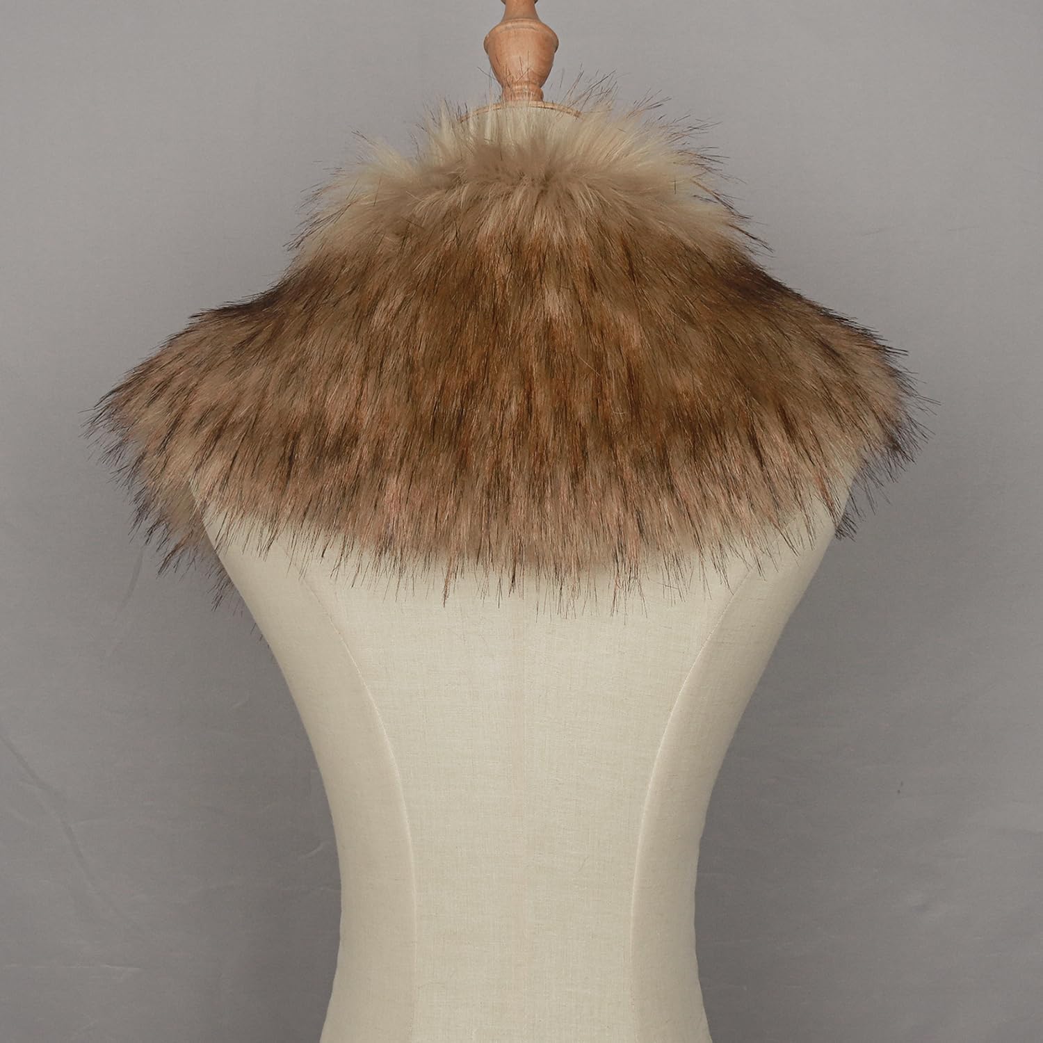 L'VOW Viking Fur Collar Faux Fur Shawl Shoulder Fur Wrap Scarf Women Halloween Barbarian Cosplay Costume Accessory - Image 7