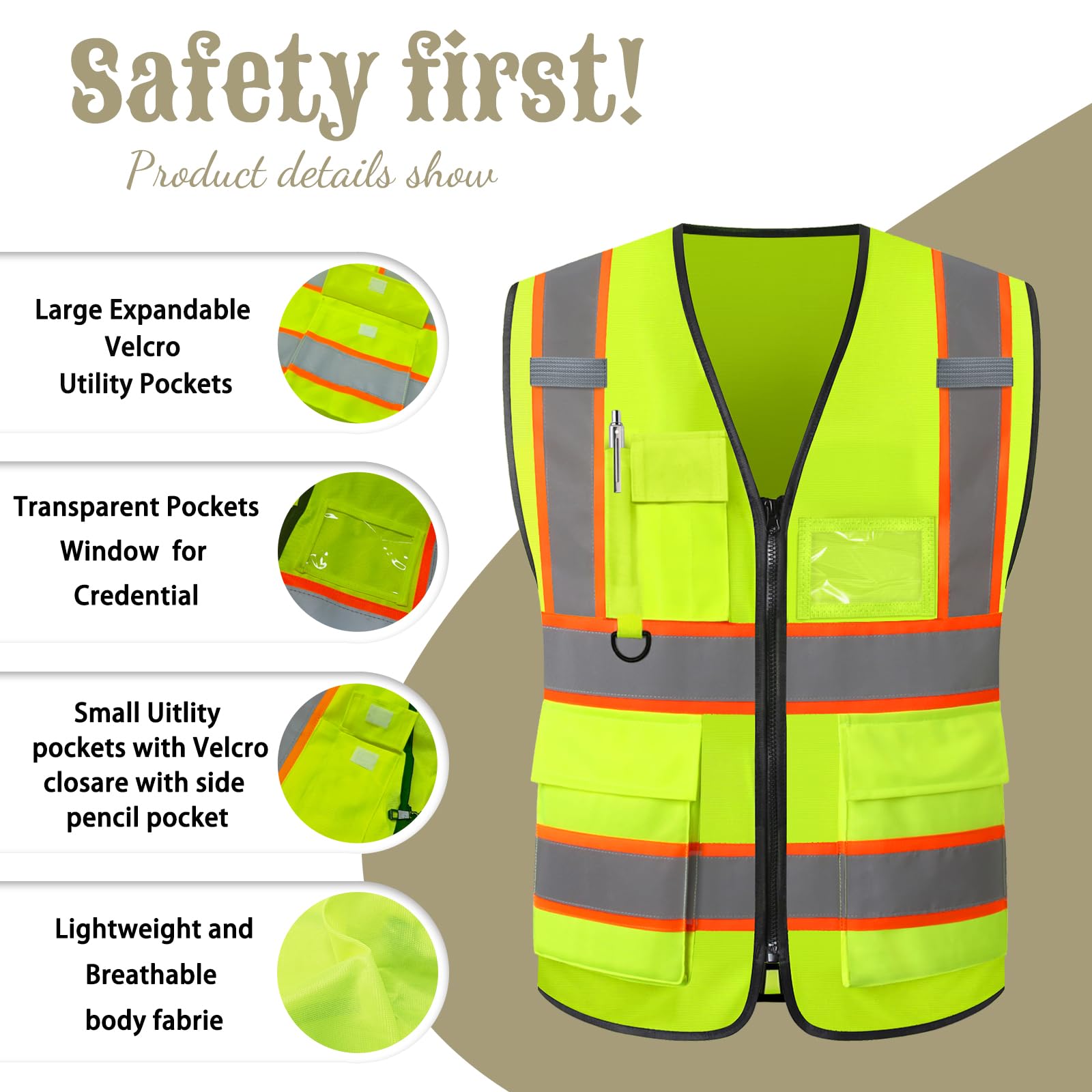 Chaleco Seguridad Personalizado con Logotipo Chaleco Reflectante Personalizado Chalecos de Seguridad de Alta Visibilidad Dos Tonos Para Hombres Y Mujeres Que Trabajan