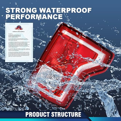 Miniatura 90 de PIT66 Luces traseras, compatibles con Ford F150 2009 2010 2011 2012 2013 2014 Conjunto de luces de freno traseras izquierda y derecha, lente roja