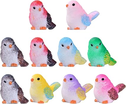 10 Pcs Mini Resin Bird Figurines 8 Styles Fairy Garden Decor
