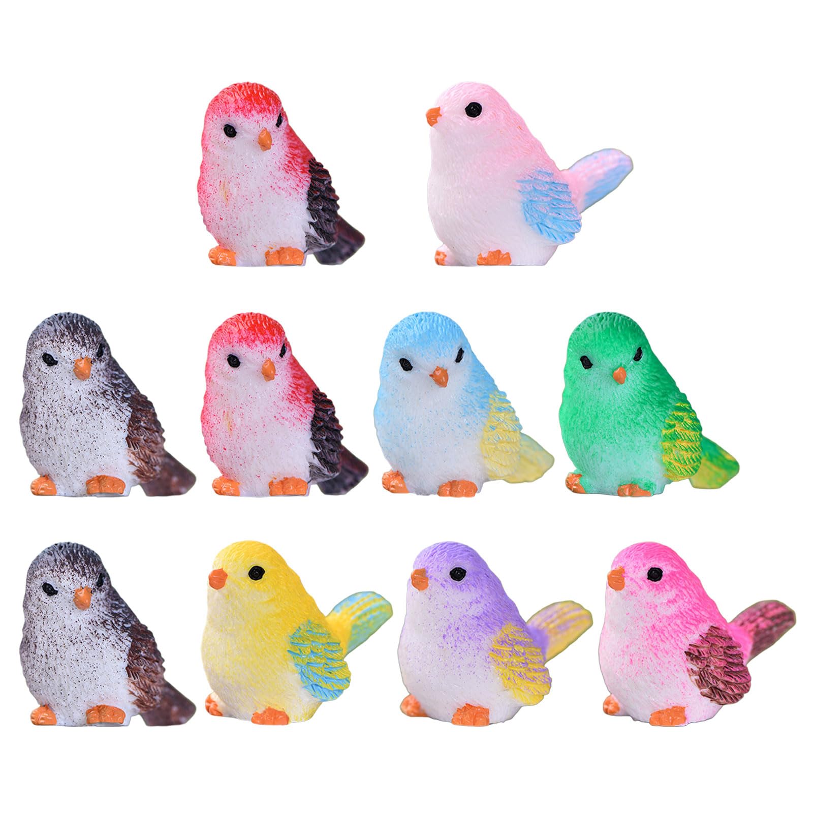 ApexPine 10pcs Miniature Resin Bird Figurines Simulation Tiny Bird Figure Statues for Garden Micro Landscape Cake Topper Dollhouse Table Decorations