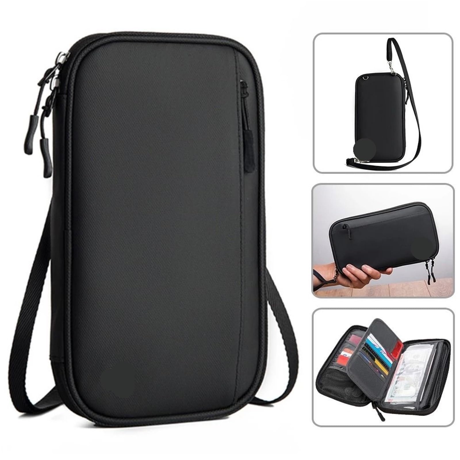 Cartera de viaje, porta pasaporte familiar, estuche impermeable creativo for documentos, organizador, accesorios, bolsa for, tarjetero Para Documentos(Blue)