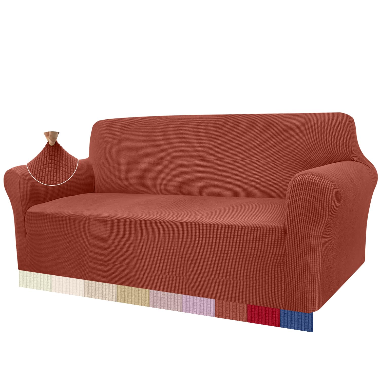 Granbest High Stretch Sofa Covers 3 Seater Super Soft Stylish Couch Covers for Dogs Pets Cats Jacquard Spandex Non Slip Sofa Slipcover for Living Room Furniture Protector (3 Seater, Sunset Red) — image 1