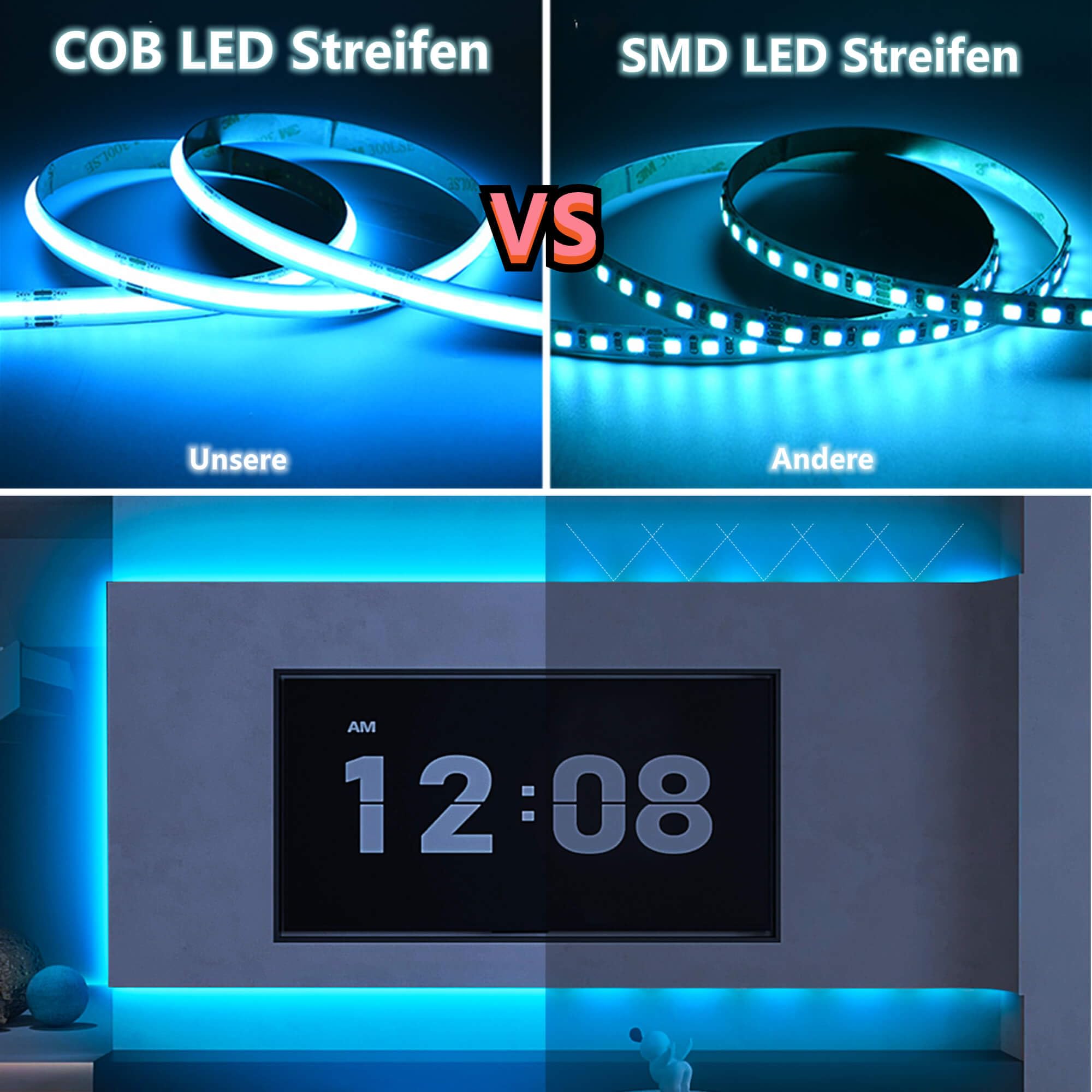 DC24V COB RGBW LED Streifen,5m Dimmbar RGB Warmweiss Flexibel Hohe Dichte Gleichmäßiges Licht,3920 LEDs,5 Draht RGBWW Streifen für Ambientebeleuchtung,nur RGBW LED Strip,Ohne Netzteil und Controller