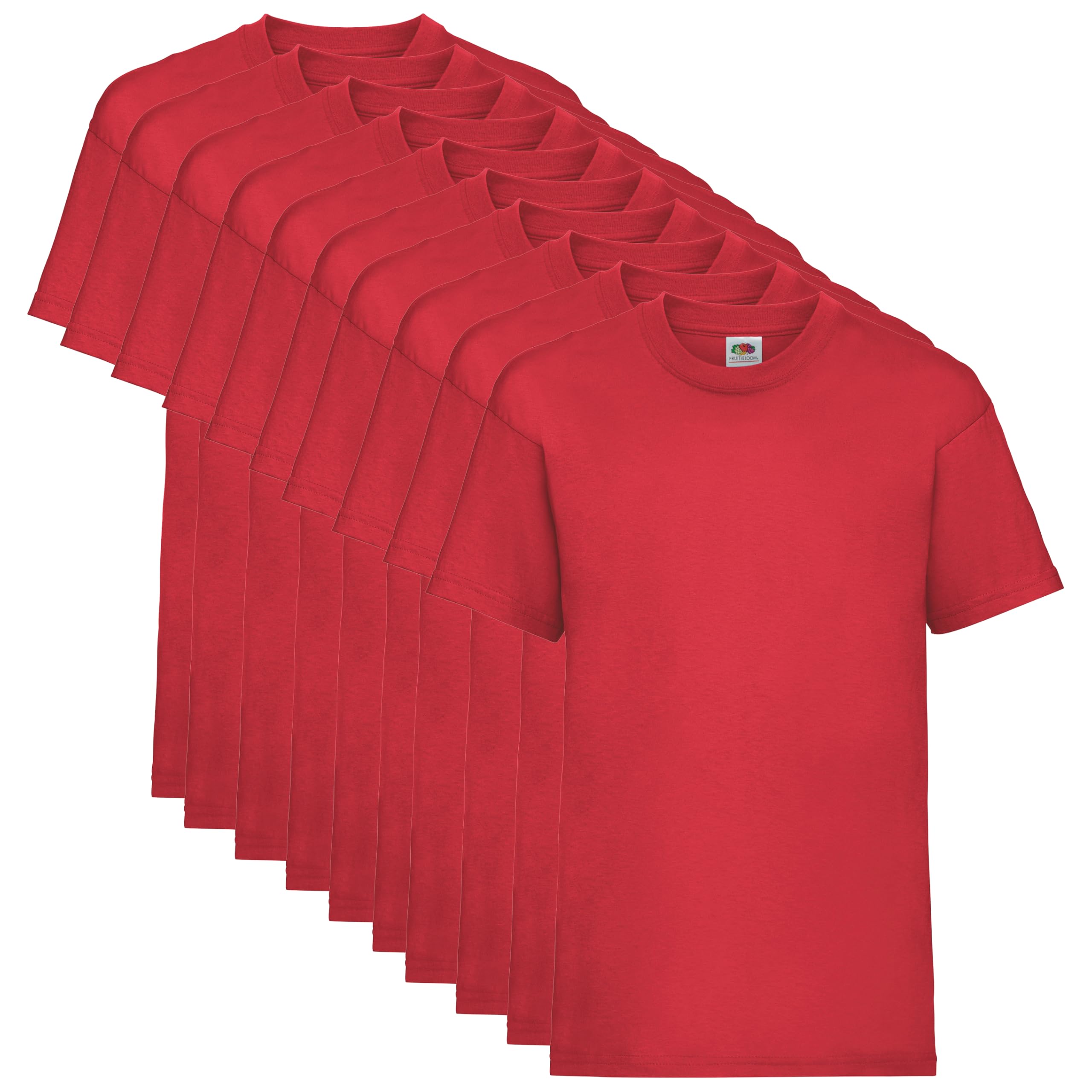 Fruit of the Loom Confezione da 10 pezzi Kids Iconic 195 T | Maglietta per bambini in 100% cotone, vestibilità classica, girocollo + sacchetto in tessuto MyShirt