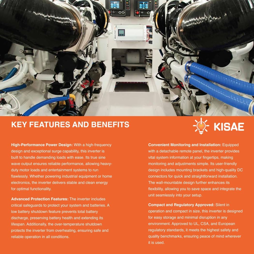 KISAE Technology IC121040 Abso Sine Wave Inverter Charger, 1000W, 40A
