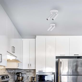 TEKLED Modern 2-Light Ceiling Spotlight | Adjustable White Cylinder Spot Lamps | Contemporary Indoor Lighting | Surface Mounted | IP20 Integrated LED [Energy Class A++]