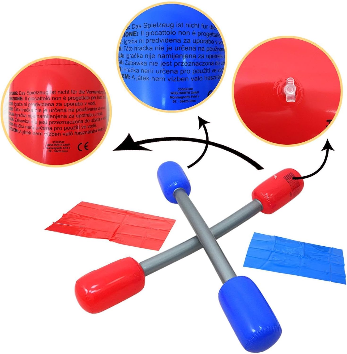 Inflatable Gladiator Game Set, Sticks and Mats Battle Kit, Inflatable Gladiator Outdoor Accessories for Boys, Girls, Adults, Beach and Pool, 1 Set