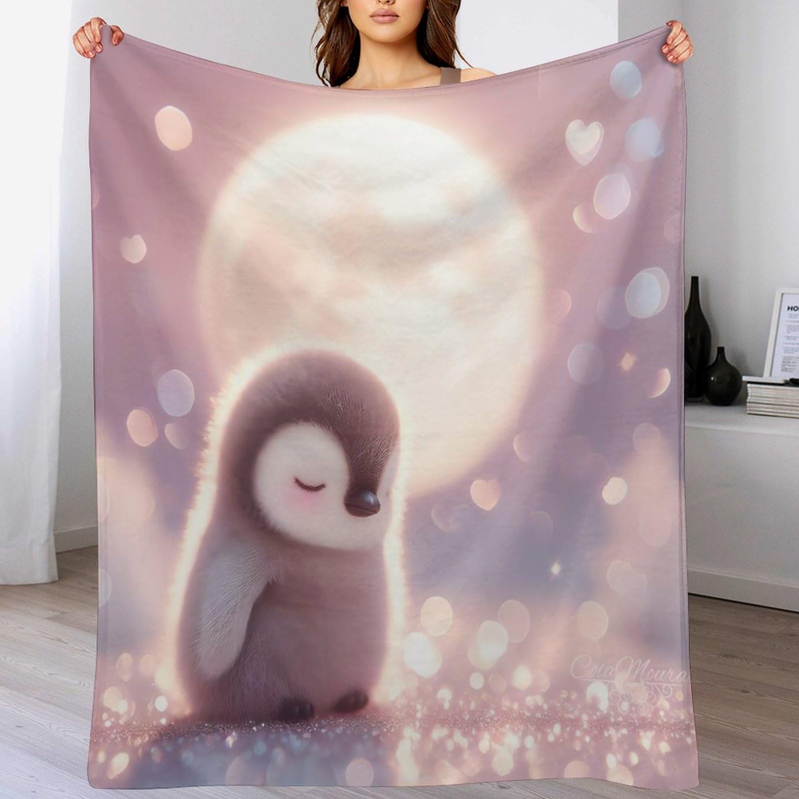 Manta de franela de pingüino original para regalar a niños en cumpleaños