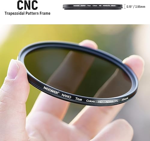 Miniatura 8 de NEEWER CPL de color verdadero de 2.283 in con filtro ND8 2 en 1, filtro ND de 3 paradas y filtro polarizador circular combinado con vidrio óptico HD