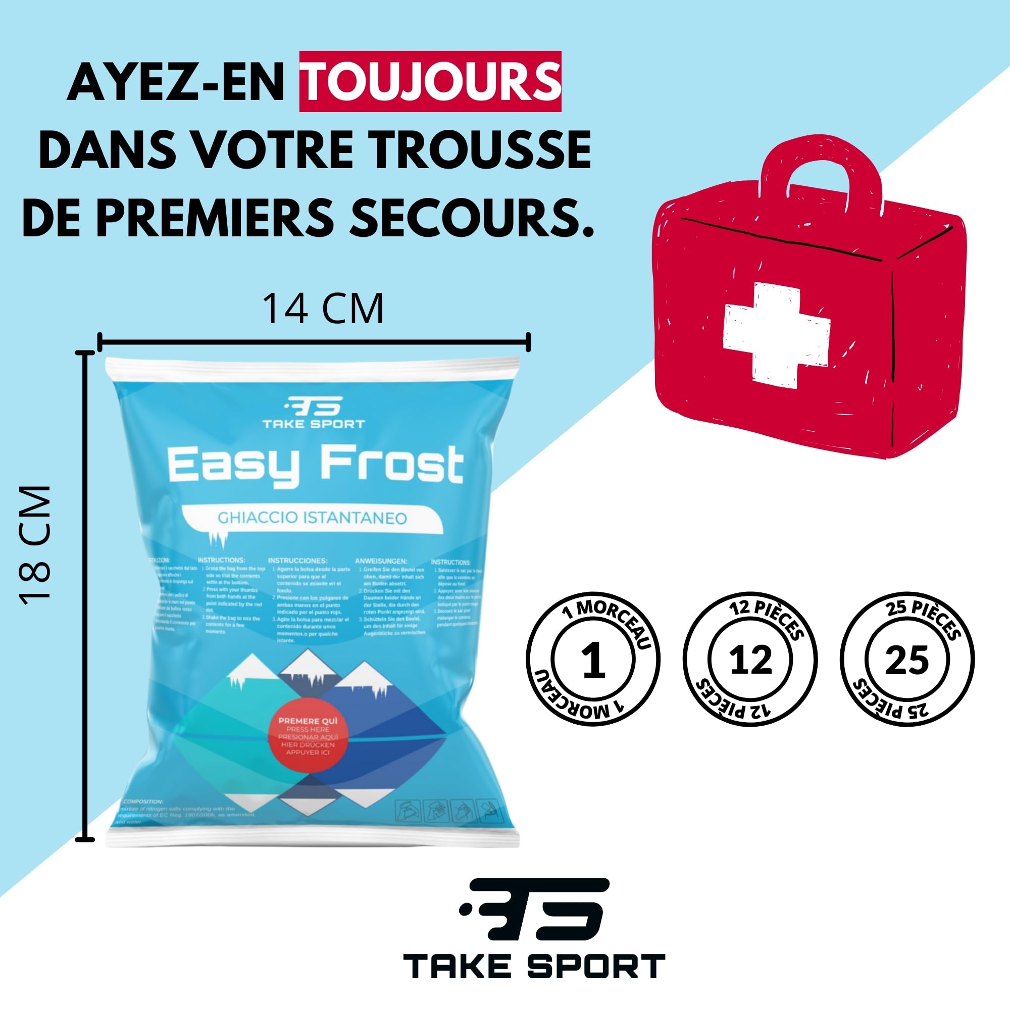 TS TAKE SPORT Sofortiges Eis, Sofort-Eisbeutel, Trockeneis, Einweg-Sport-Frostbeutel, verschiedene Größen