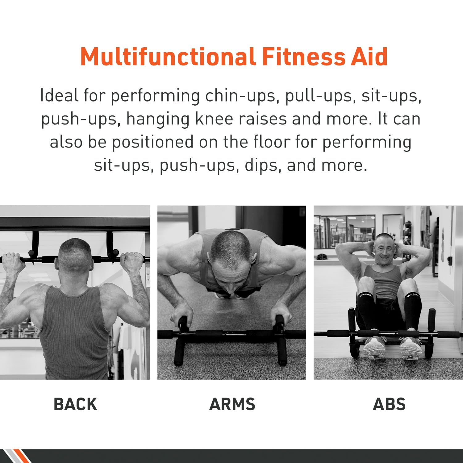 Body Sport 3-in-1 Pull-Up Bar for Doorway, Upper Body Fitness Workout Bar – 300 lb. Max Limit, Multi-Grip Exercise Bar – Portable Fitness Trainer for Home Gym