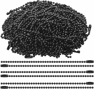 BronaGrand 100 Pieces Ball Bead Chains, 100mm Long Bead Connector Clasp Tag Keychain Key Rings, 2.4 mm Diameter, Black