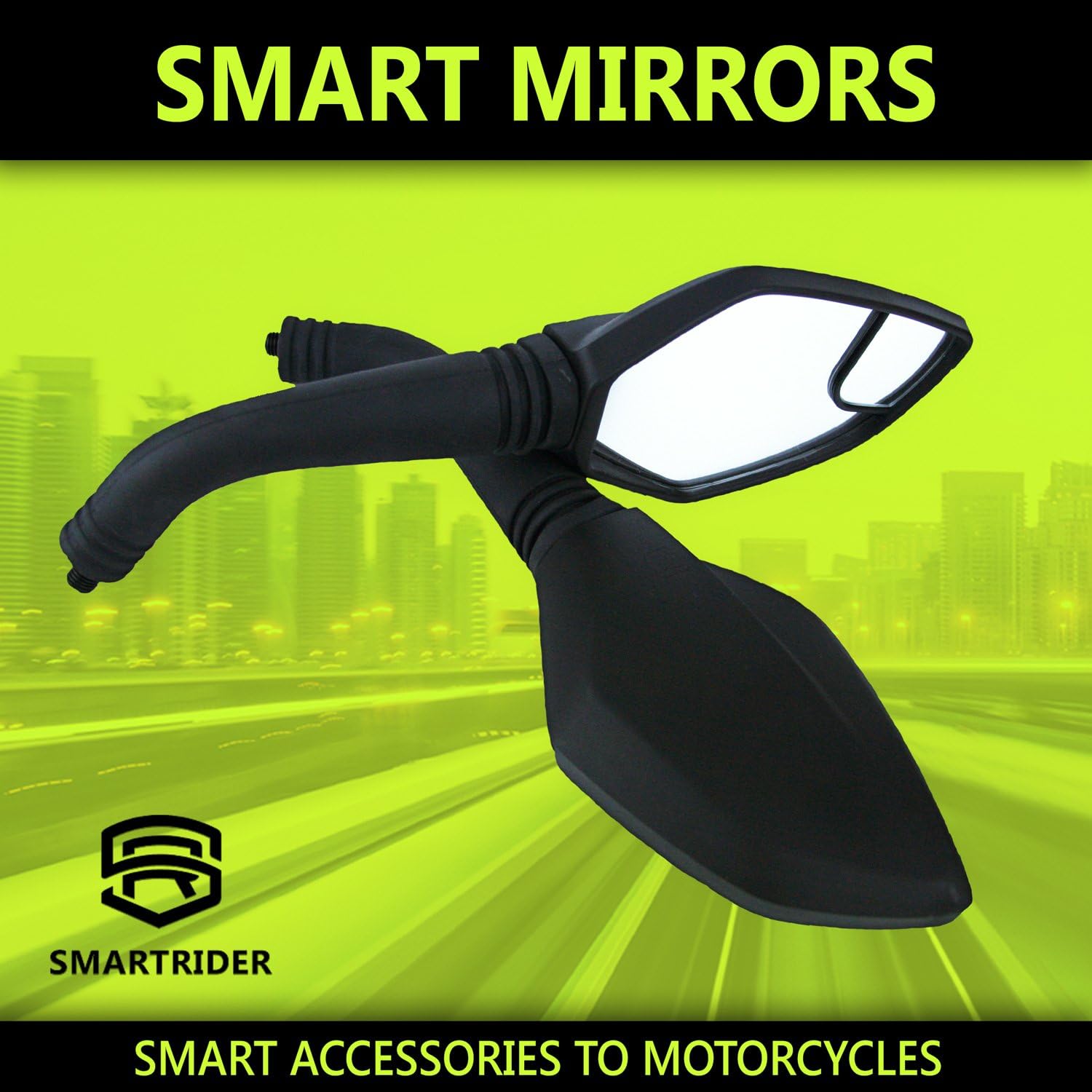 Universal Motorcycle Rear View Mirrors with Built-in Blind Spot from Smart Rider Accesories