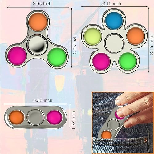 Miniatura 2 de Paquete de 3 juguetes Fidget Spinner Spinner, Fidget Popper Spinners Pop Fidget Spinners para aliviar el estrés, paquete de juguetes sensoriales