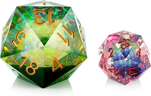 Miniatura 7 de Lager D20 DND - Dados de metal DNDND de 1.299 in, troquel metálico grande con hermosa caja de regalo para Calabozos y Dragones (arcoíris)
