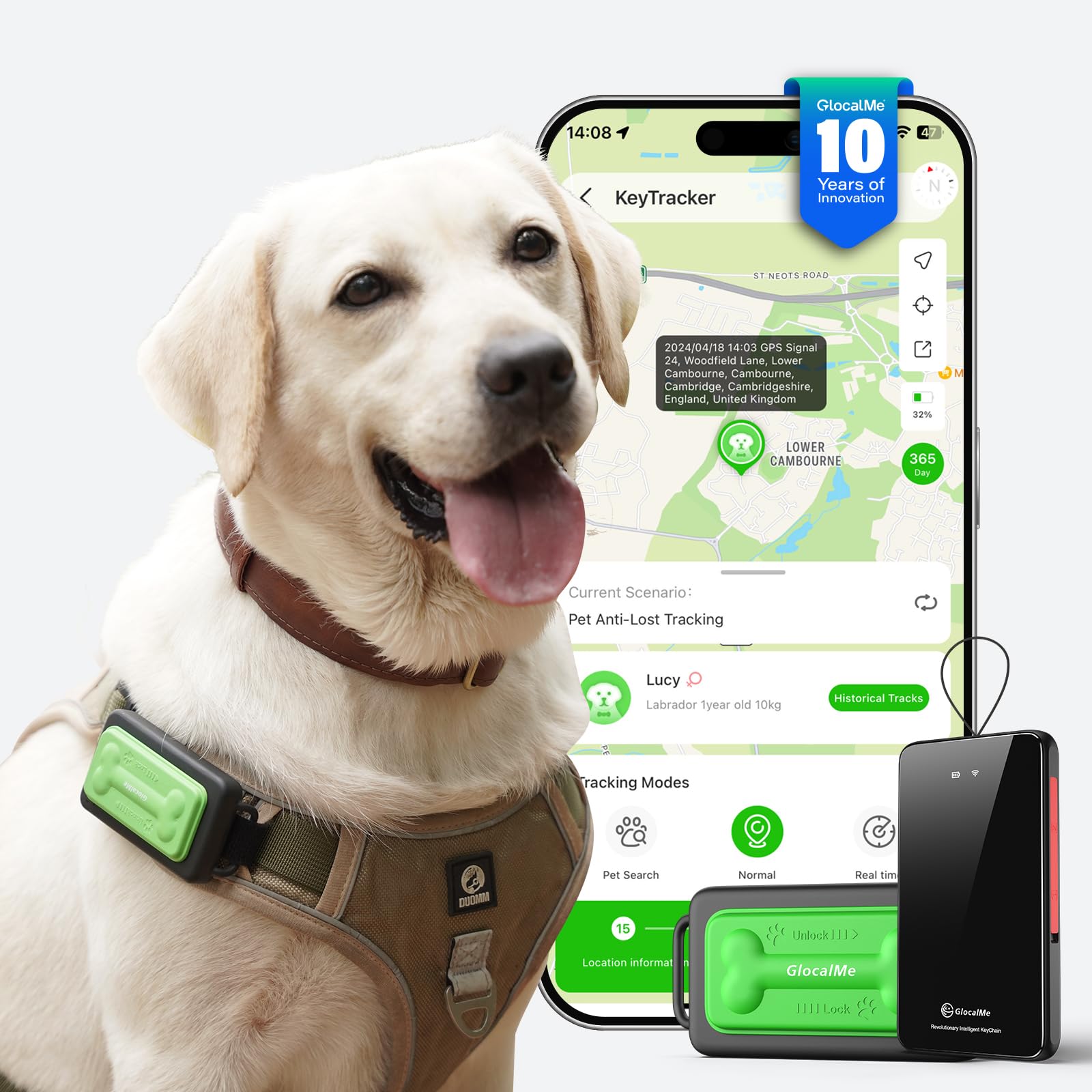 GlocalMe KeyTracker - Rastreador GPS global con 6 técnicas de localización, rastreador 4G LTE inteligente, seguimiento en directo, diseño apto