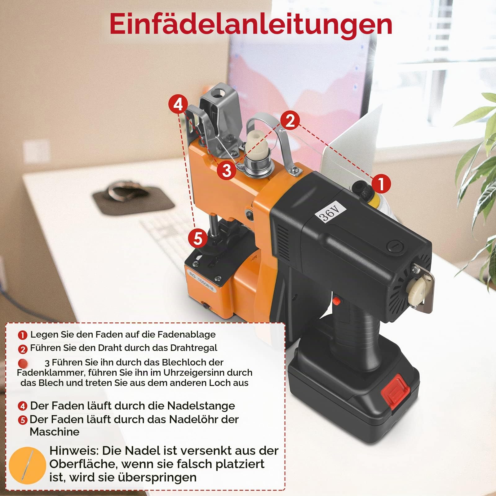 Elektrisch Sacknähmaschine Tragbares Beutelverschließmaschine Tragbare Nähmaschine Industrie Nähmaschine für Gewebesack Papiersack Sandsack
