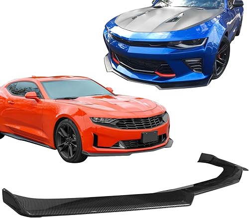 Miniatura 6 de IKON MOTORSPORTS, Borde de parachoques delantero compatible con Chevrolet Camaro 2016-2022, estilo 1LE, acabado de borde frontal con estampado de