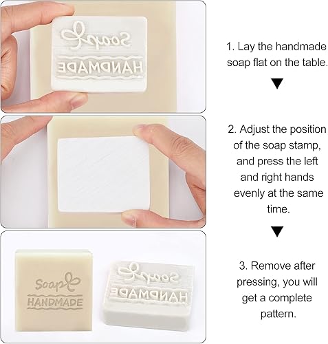 Miniatura 3 de CRASPIRE Sello de jabón hecho a mano de resina blanca con patrón de palabras, sello de jabón en relieve para galletas de arcilla, gomitas de