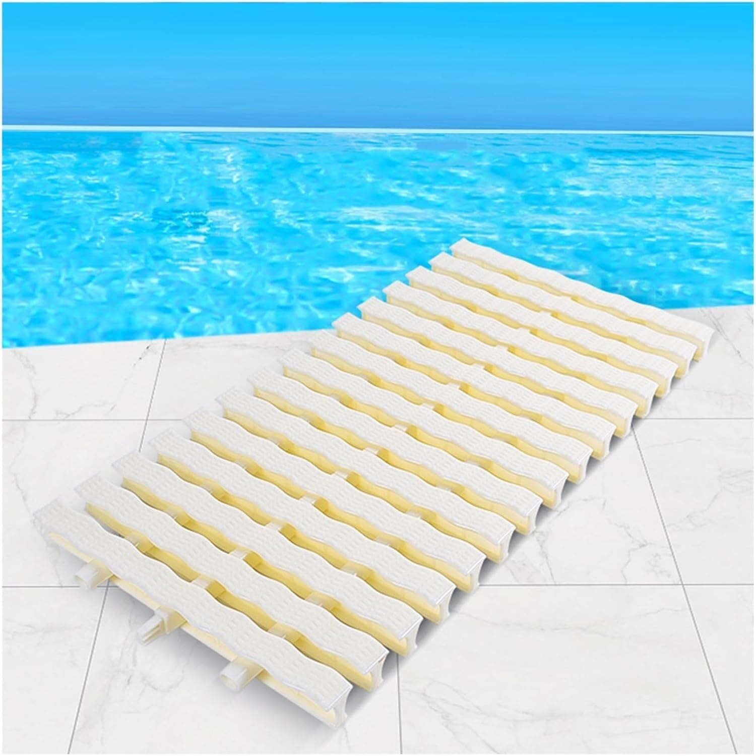 Griglia di drenaggio ondulata per piscina con troppopieno in plastica resistente, 35 x 100 cm, confezione da 2, per una maggiore sicurezza e manutenzione della piscina