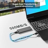 Vista 2 de Unidad de estado sólido externa portátil de aluminio de 5 estrellas SSD de 2 TB, lectura de hasta 500 MB/s, USB-C, USB A 3.2 Gen 2, impermeable, a