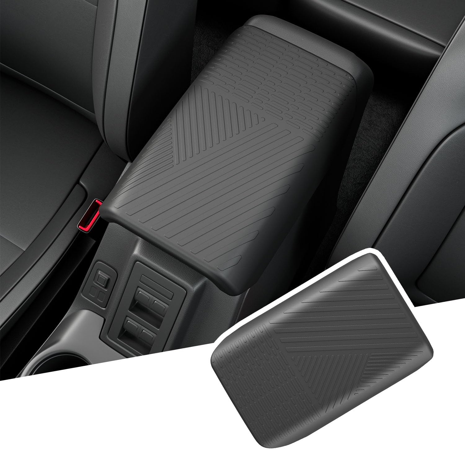 PTYYDS Center Console Armrest Cover Compatible with 2021-2026 Ford Bronco 2/4 Door Armrest Lid Protector Cover TPE Prevent Pets Scratches Pad Replacement for 2021-2026 Ford Bronco Accessories