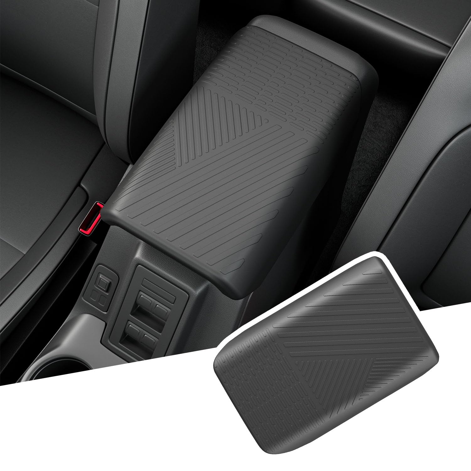 PTYYDS Center Console Armrest Cover Compatible with 2021-2026 Ford Bronco 2/4 Door Armrest Lid Protector Cover TPE Prevent Pets Scratches Pad