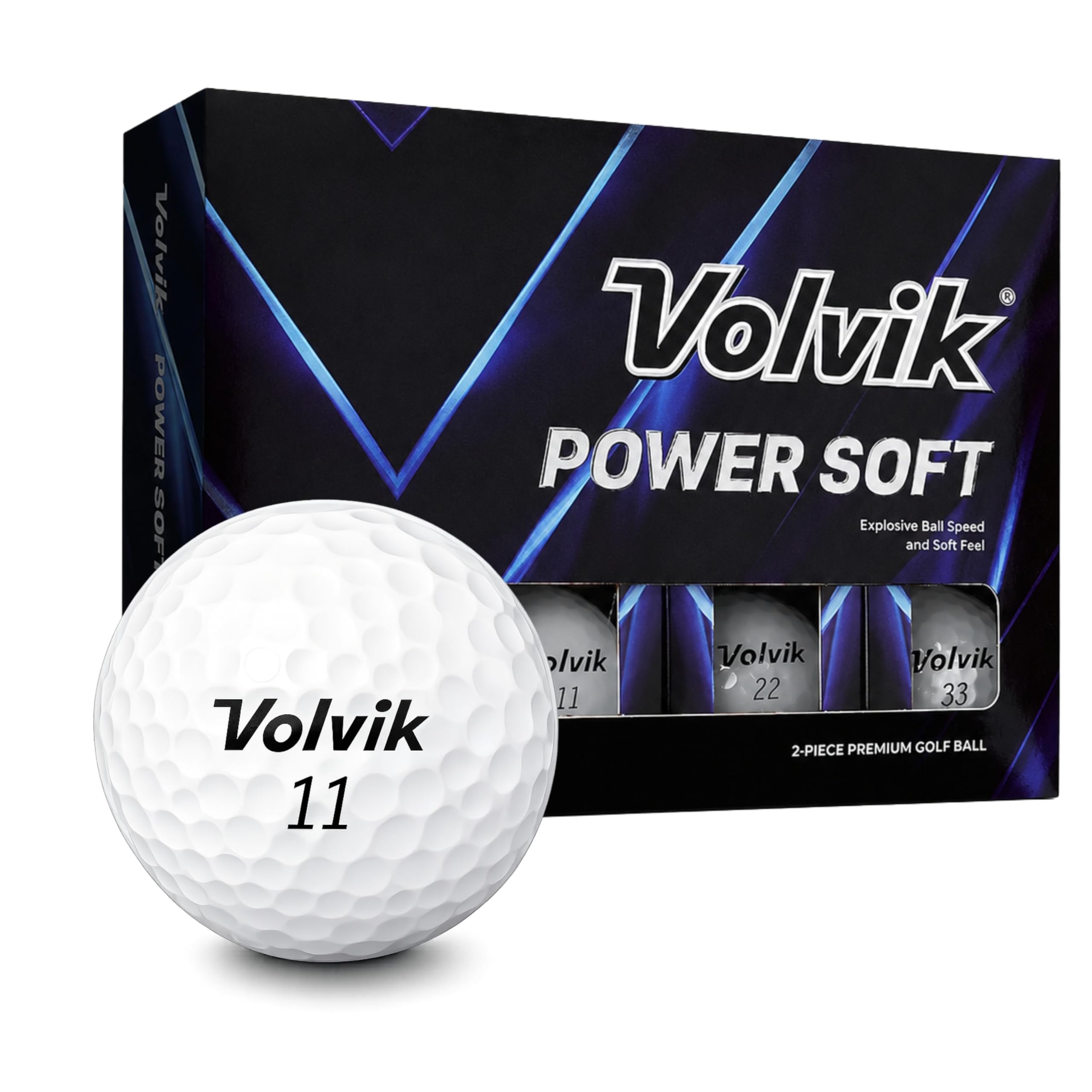Volvik Powersoft White Golf Balls – New for 2025, 75 Compression, Glossy, 2 Piece Single Core, Classic White, 12 Pack
