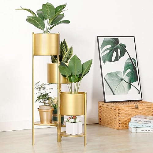 Miniatura 5 de SSS Furniture Soporte esquinero de metal para plantas de interior, 6 niveles y 6 macetas para exteriores, estantes para sala de estar, estante de