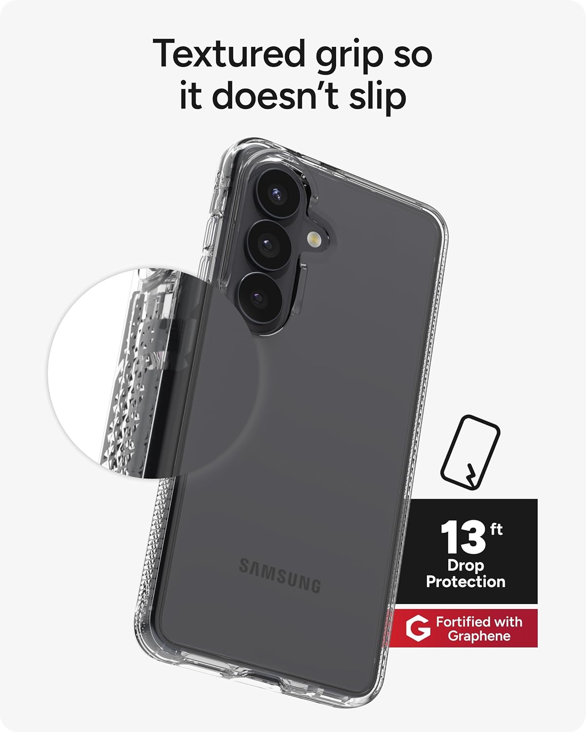 ZAGG Crystal Palace Samsung Galaxy S26 Case - Clear, 13ft Drop Protection with Graphene, Anti-Yellowing Technology, Slim Scratch-Resistant Protective Cover, Made with Recycled Materials