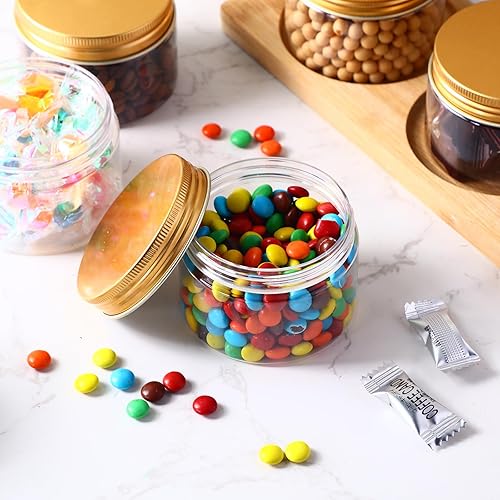 Miniatura 5 de 80 tarros de plástico transparente de 4 onzas, recipientes de almacenamiento de plástico recargables con tornillo, tarros redondos de plástico con
