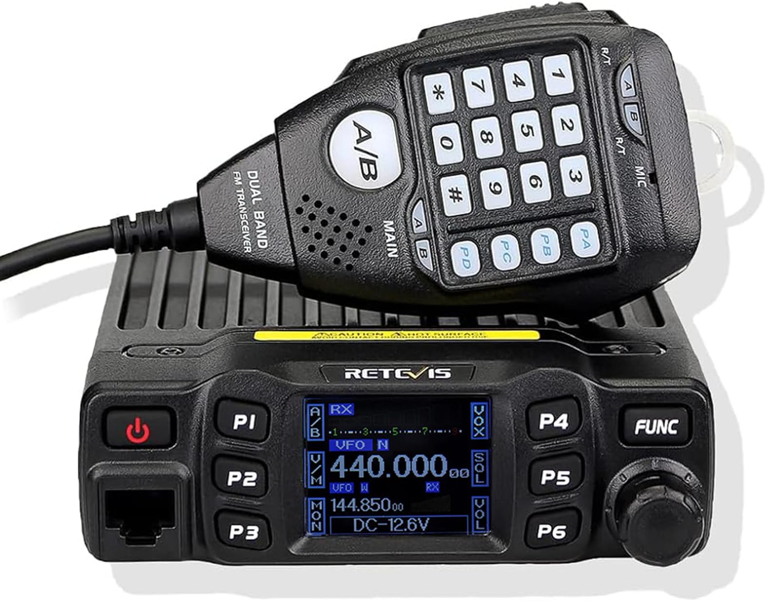 Retevis RT95 Ham Radio Transceiver,Dual Band Transceiver,Rotatable LCD Dual Display, 200 Channels, 5W/ 15W/ 25W, CTCSS/DCS,Mini Mobile Transceivers with DTMF Microphone
