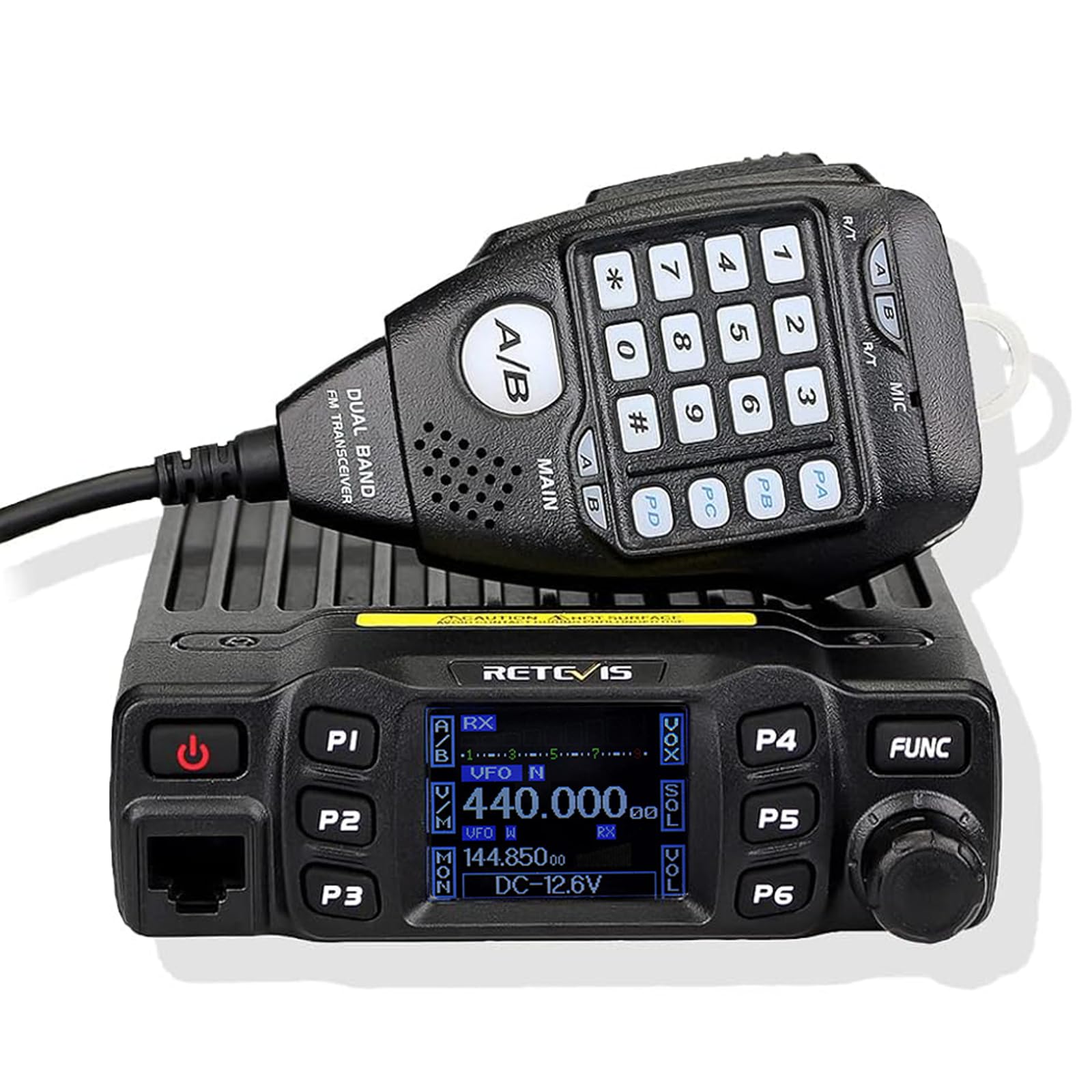 Retevis RT95 Ham Radio Transceiver,Dual Band Transceiver,Rotatable LCD Dual Display, 200 Channels, 5W/ 15W/ 25W, CTCSS/DCS,Mini Mobile Transceivers with DTMF Microphone