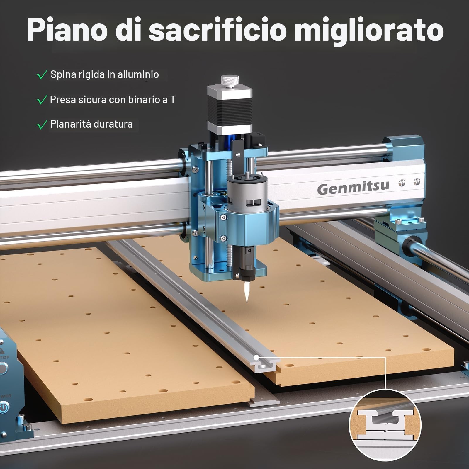 Genmitsu 4040 PRO - Fresatrice CNC con supporto a 4 assi e modulo WiFi, motore a mandrino migliorato per lavorazione del legno, metallo e acrilico, fresatura, controllo GRBL