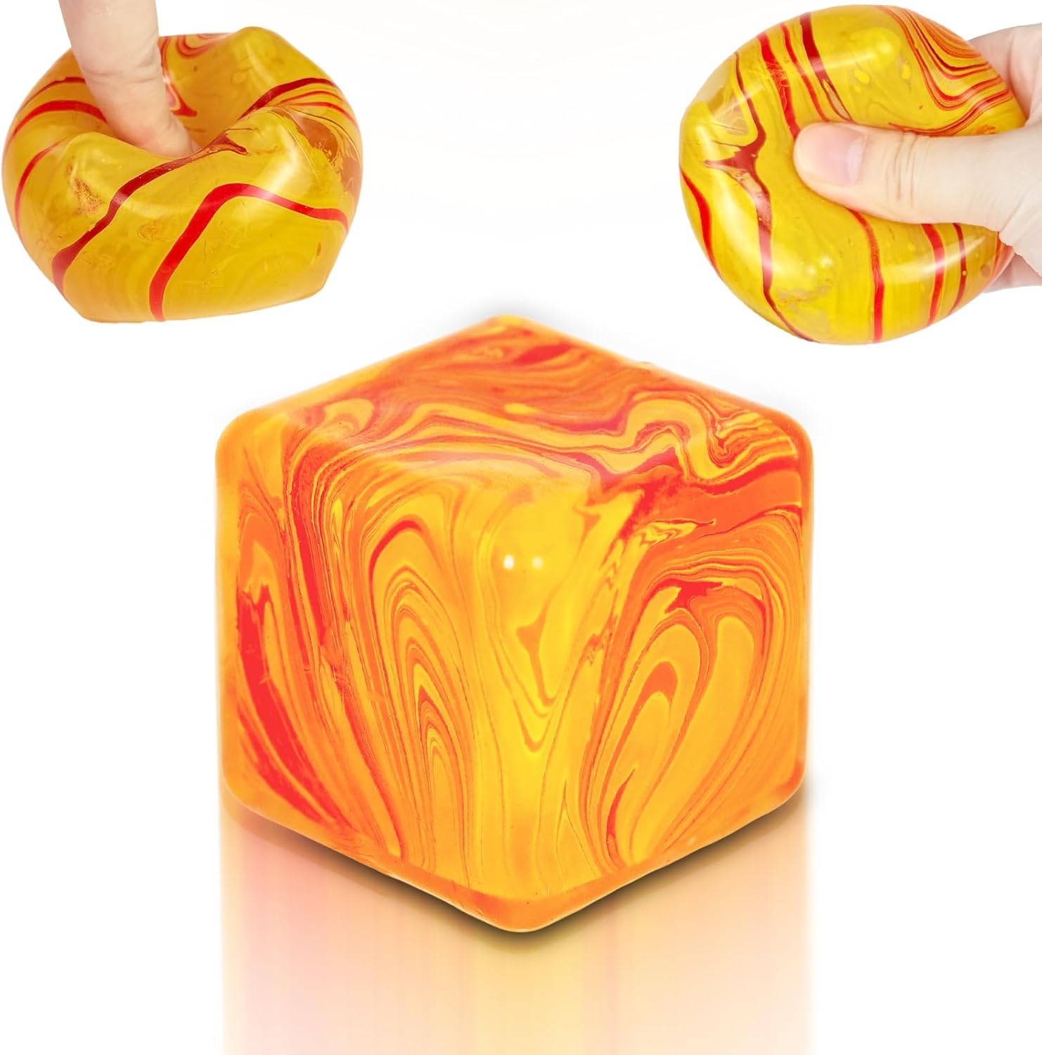 Squishy Fidget Toys Stress Cube, 1.97"*1.97" Stress Balls for Kids Adults Stress Relief, Ice Squishy Cube Sugar Balls, Sensory Toys for Kids with Autism an danxiety Disorder(Orange)