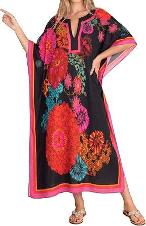 Caftans for Women Batwing Sleeve Kaftan Dresses V Neck Beach Cover Up