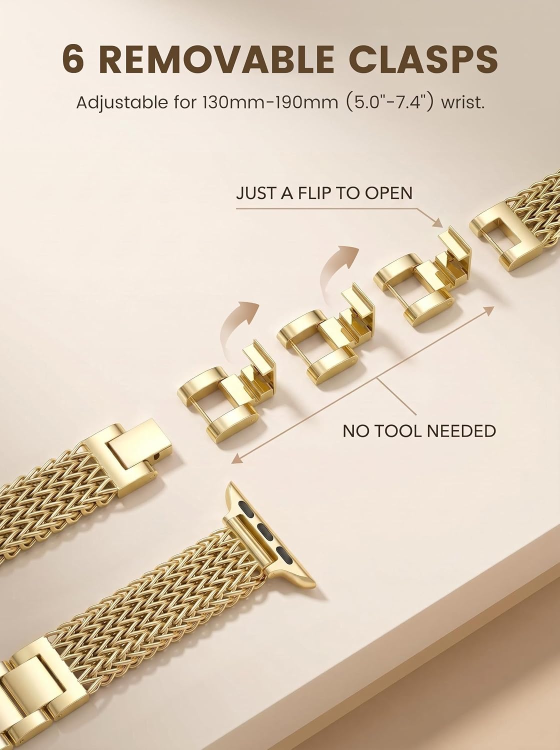 Minyee Compatible with Apple Watch Band for Women 42/41/40/38/44/45/46/49mm, Dressy Stainless Steel Metal Link Bracelet, Luxury Chain Designer Strap for iWatch Series 11 10 9 8 7 6 5 4 Ultra/SE 3 2 1 image 2