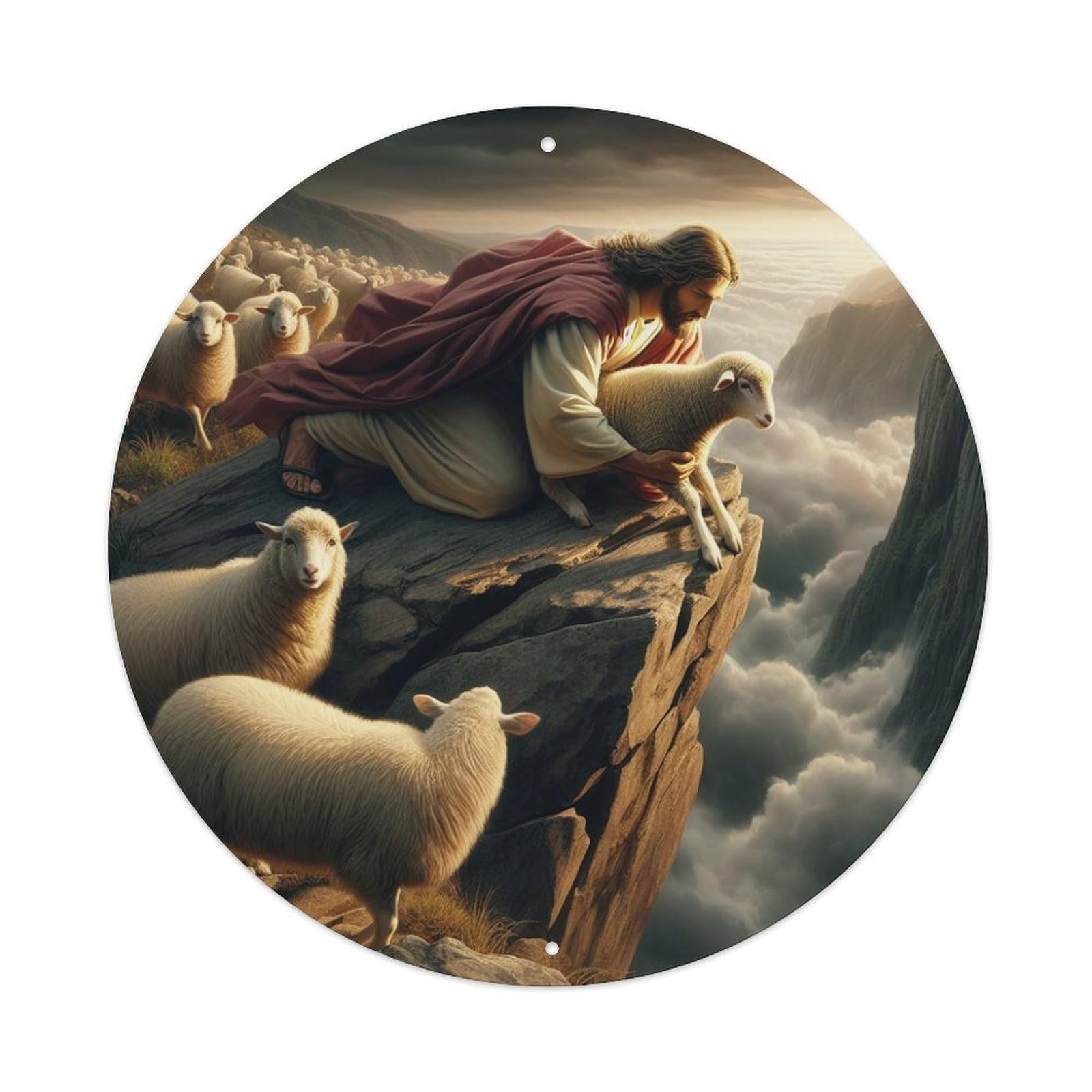 Jesus And The Flock Religious Metal Tin Sign