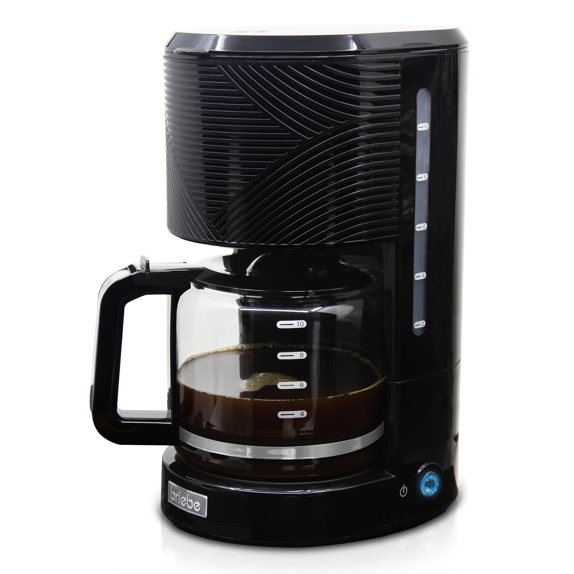 briebe Elegance Set Cafetera Goteo 10 Tazas + Espumador de Leche Eléctrico, Máquina de Café Filtro 1,25L, Milk Frother 4 en 1 Espuma Fría/Caliente, Libre de BPA, Negro