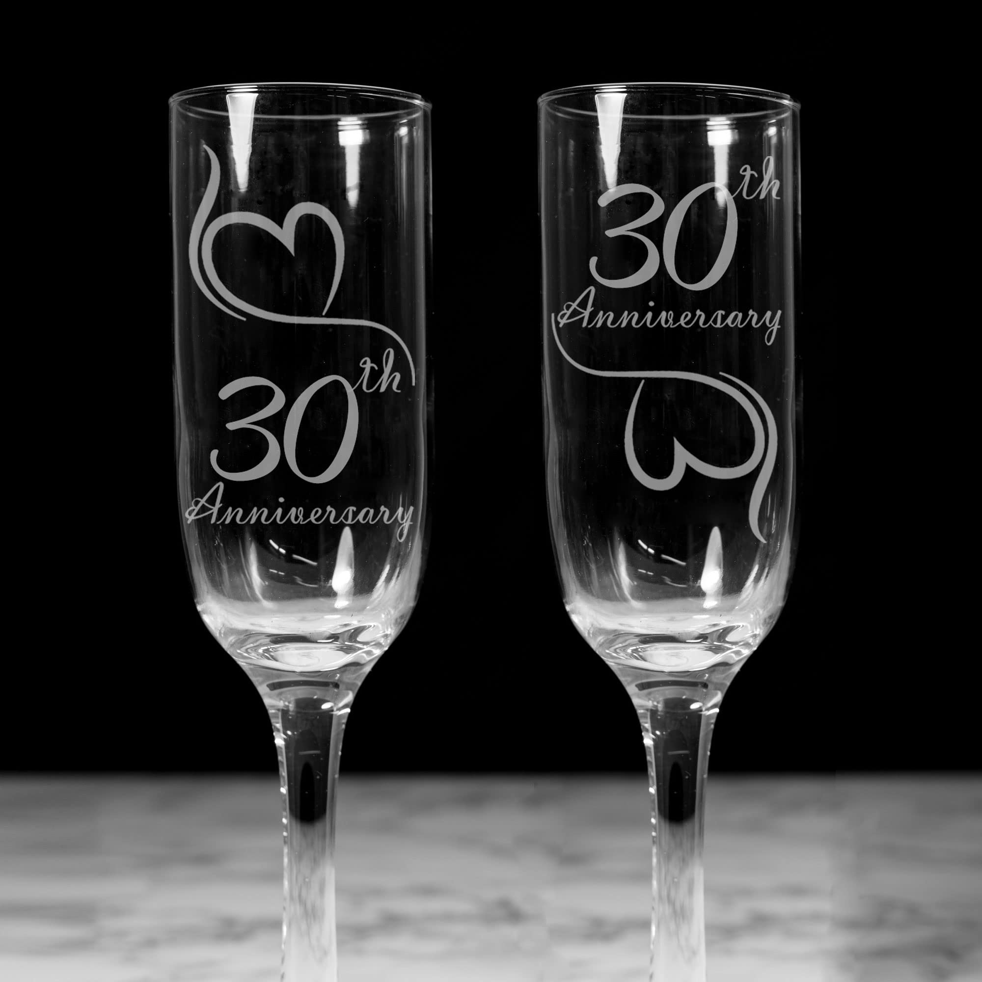 Always Looking Good 30th Wedding Anniversary Set of 2 Engraved Champagne Flute Glasses - Pearl Wedding (ALG) - Image 4