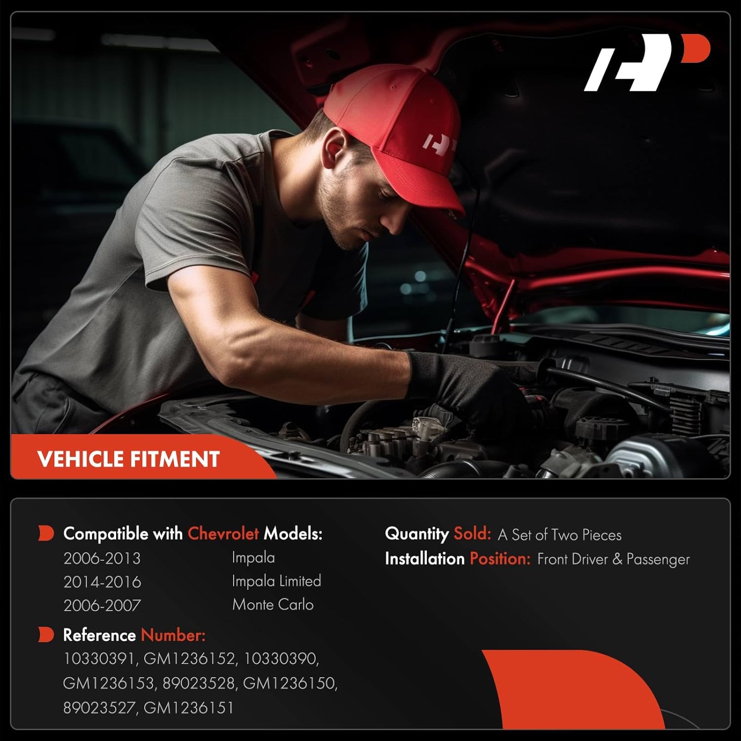 A-Premium Driver and Passenger Hood Hinges Compatible with Chevrolet Chevy Impala 2006-2013, Impala Limited 2014-2016, Monte Carlo 2006-2007, Front Left and Right Lower & Upper Side, 4-PC Set