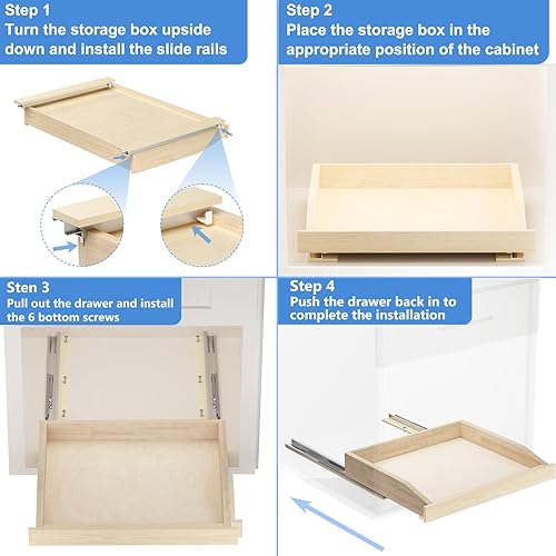 Miniatura 4 de ROOMTEC Organizador de gabinete extraíble de 19-12 pulgadas de ancho x 21 pulgadas de profundidad, cajón extraíble para armarios de cocina con